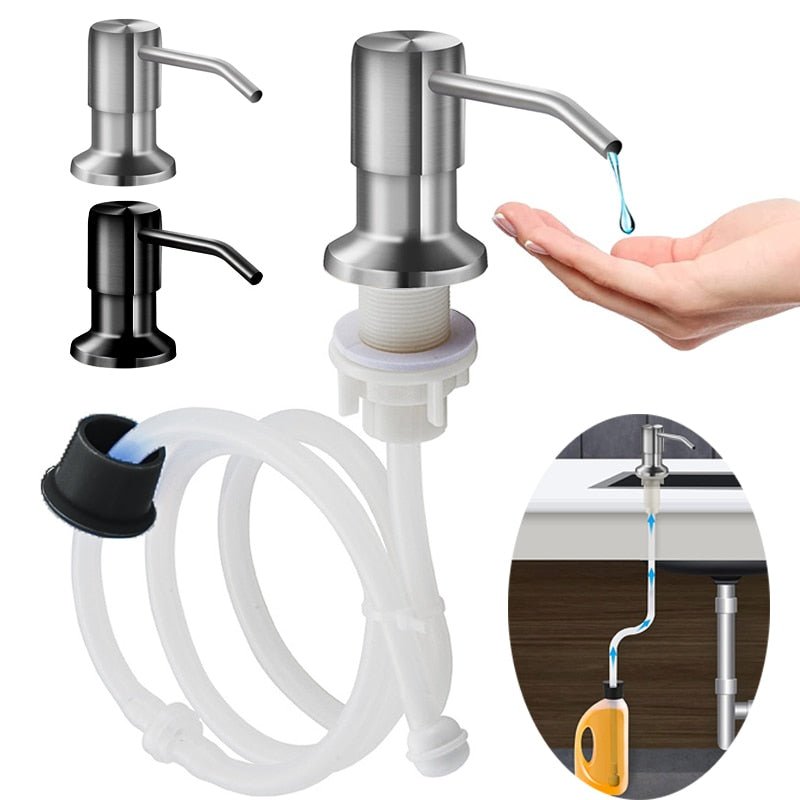 Sink Soap Dispenser Stainless Steel Extension Tube Kit for Liquid Soap Kitchen Sink Bathroom